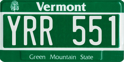 VT license plate YRR551