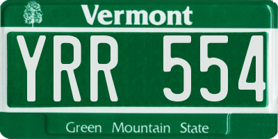 VT license plate YRR554