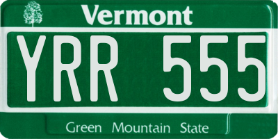 VT license plate YRR555