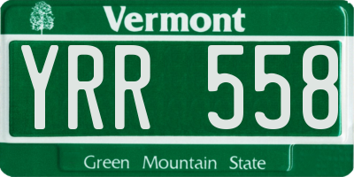 VT license plate YRR558