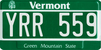 VT license plate YRR559