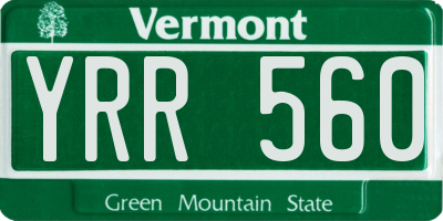 VT license plate YRR560