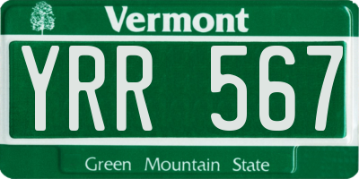 VT license plate YRR567