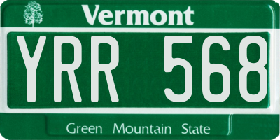 VT license plate YRR568