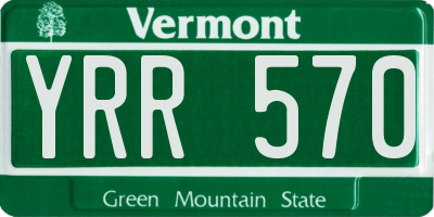 VT license plate YRR570