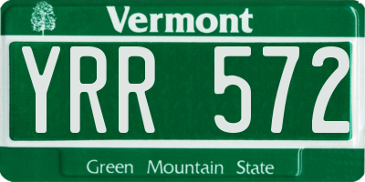 VT license plate YRR572