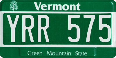 VT license plate YRR575