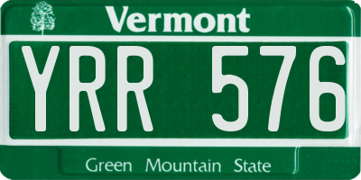 VT license plate YRR576