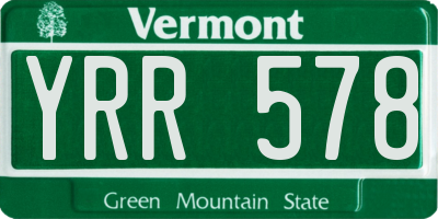 VT license plate YRR578