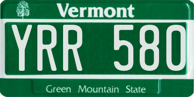 VT license plate YRR580