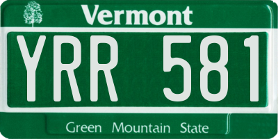 VT license plate YRR581