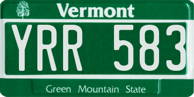 VT license plate YRR583