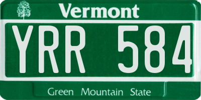 VT license plate YRR584