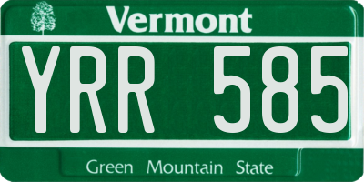 VT license plate YRR585