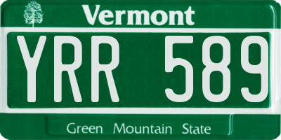 VT license plate YRR589
