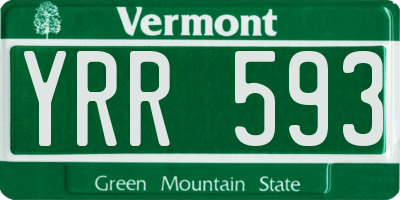VT license plate YRR593