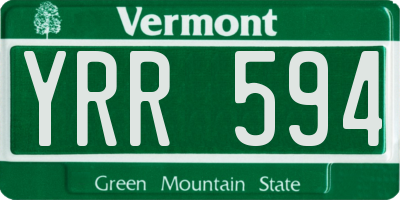 VT license plate YRR594