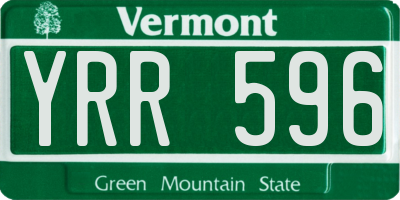 VT license plate YRR596