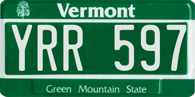 VT license plate YRR597