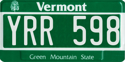 VT license plate YRR598