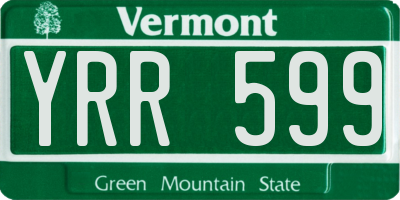 VT license plate YRR599