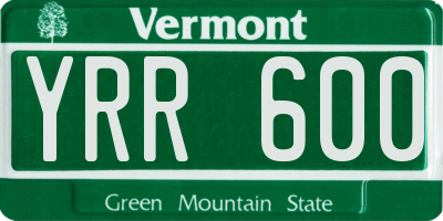 VT license plate YRR600