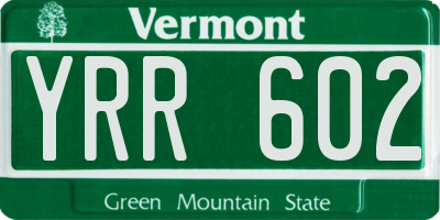 VT license plate YRR602