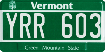 VT license plate YRR603