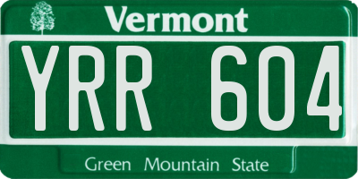 VT license plate YRR604