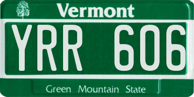 VT license plate YRR606