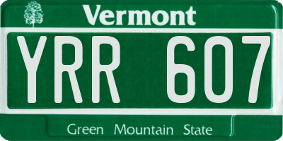 VT license plate YRR607
