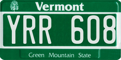 VT license plate YRR608