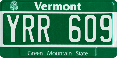 VT license plate YRR609