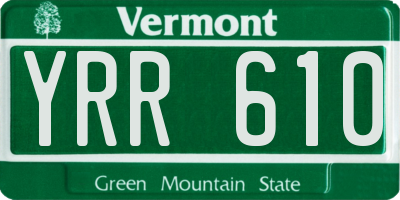 VT license plate YRR610