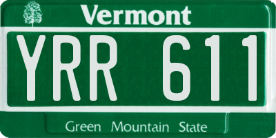 VT license plate YRR611
