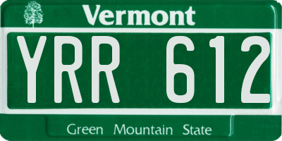 VT license plate YRR612