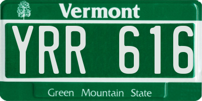 VT license plate YRR616