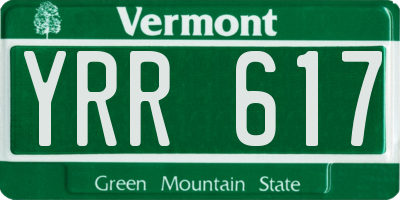 VT license plate YRR617
