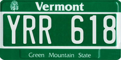 VT license plate YRR618