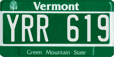 VT license plate YRR619