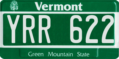 VT license plate YRR622