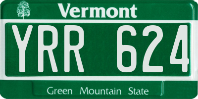 VT license plate YRR624