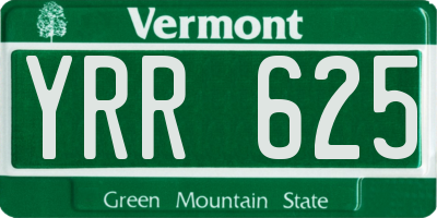 VT license plate YRR625