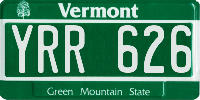 VT license plate YRR626