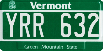 VT license plate YRR632