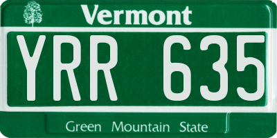 VT license plate YRR635