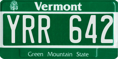 VT license plate YRR642