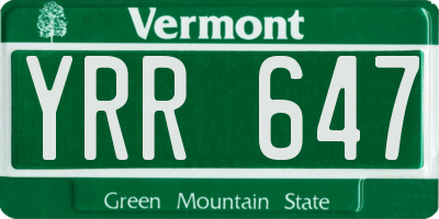 VT license plate YRR647