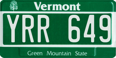 VT license plate YRR649