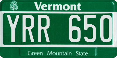 VT license plate YRR650